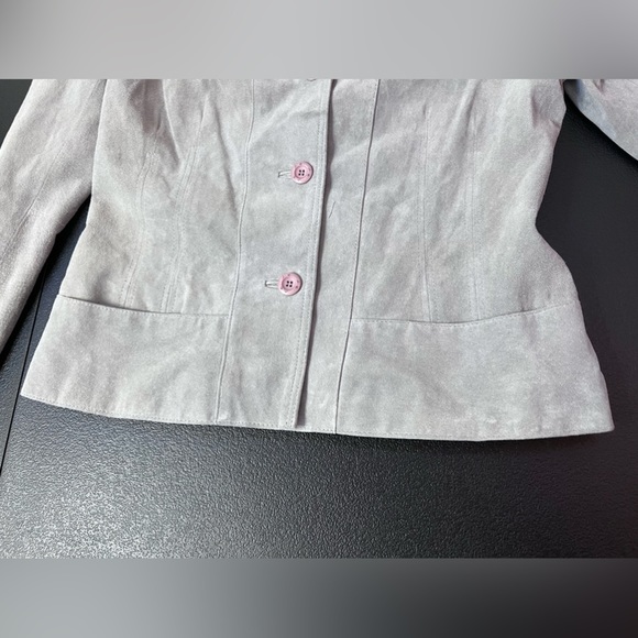 I. E. Gray Suede Leather Blazer - Picture 9 of 9